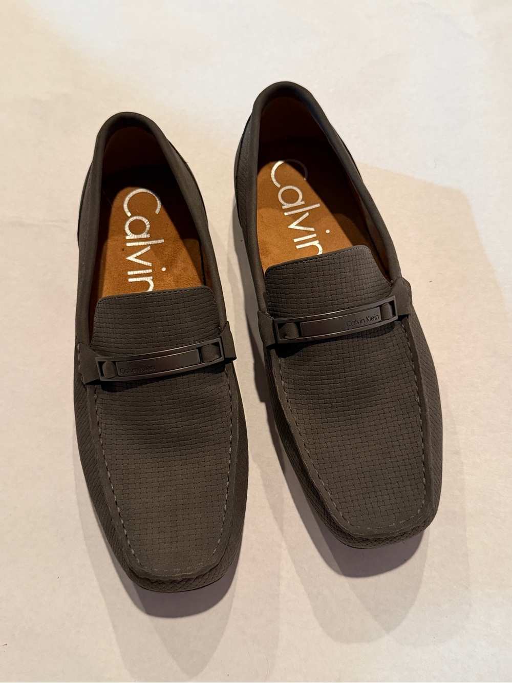 Calvin Klein Men's Charcoal Textured Slip-On Loafers